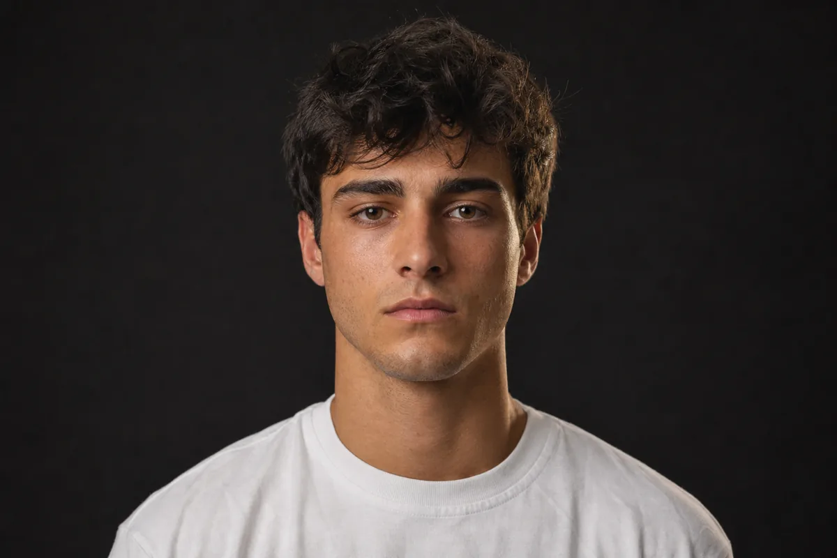 Foto test de medio cuerpo de un chico, frontal y sin estilismo