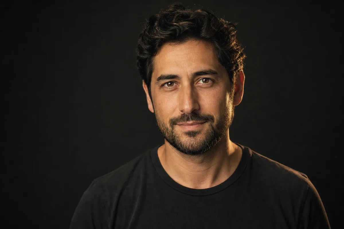 Retrato profesional de hombre sonriendo, encuadre de cabeza y hombros