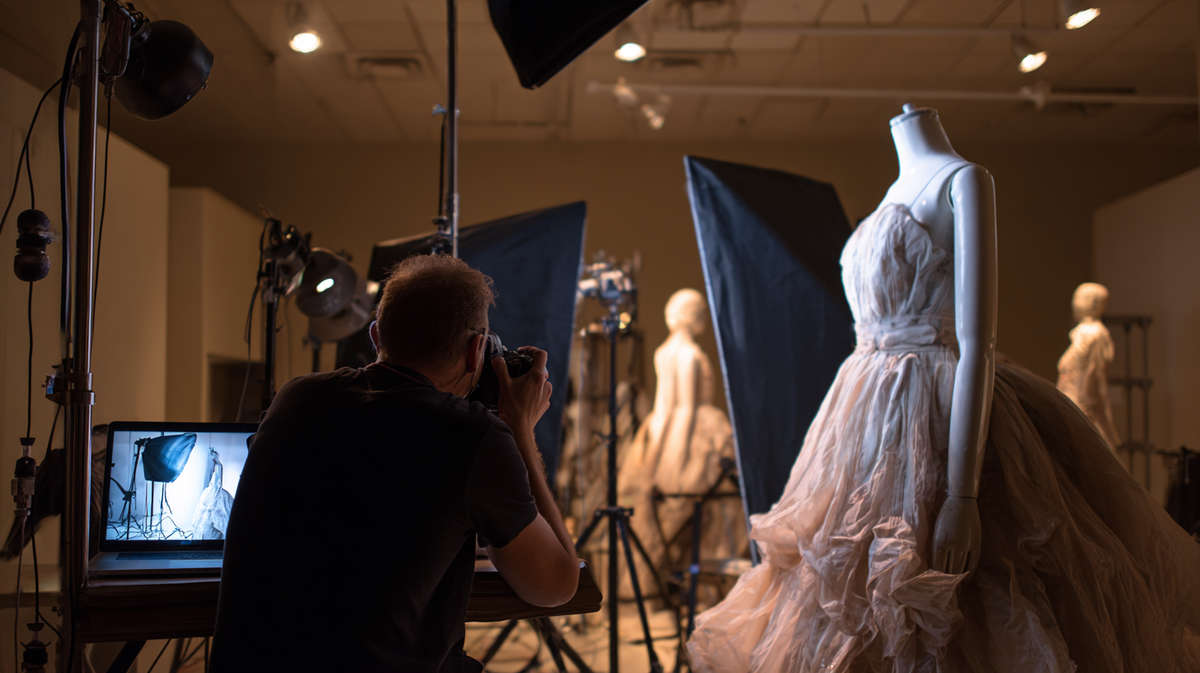 Selección de ropa y accesorios preparados para una sesión de fotos profesional Selección de ropa y accesorios preparados para una sesión de fotos profesional